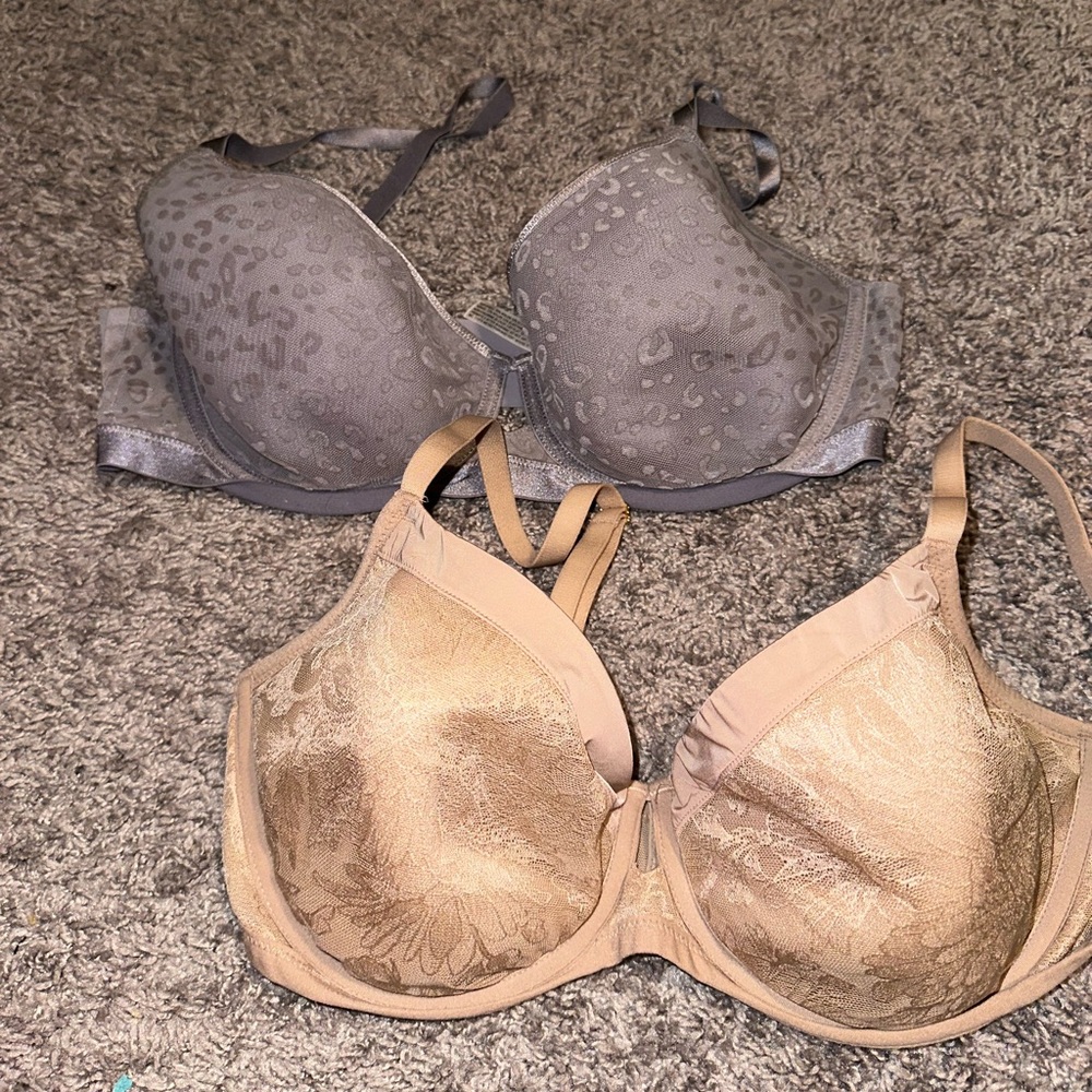 2 SOMA size 36DD Lightest Lifts bras tan gray adjustable straps